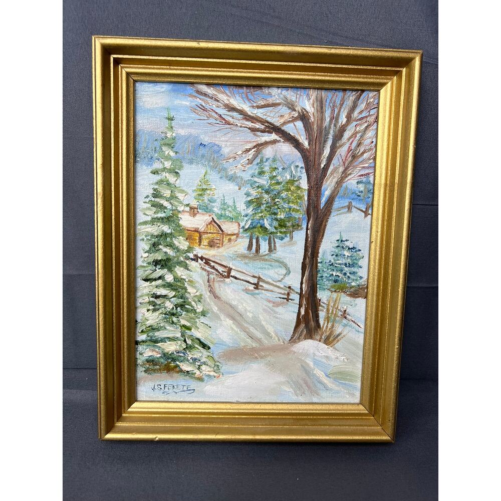 Hand Painted Winter Scene Signed by Artist FEKETE With Story!